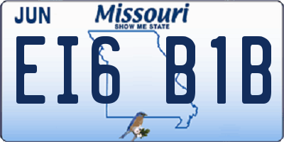 MO license plate EI6B1B