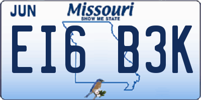 MO license plate EI6B3K