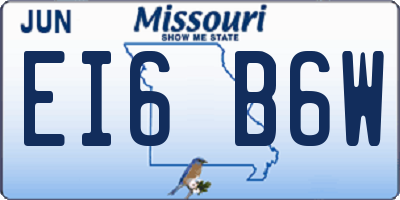 MO license plate EI6B6W