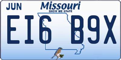 MO license plate EI6B9X