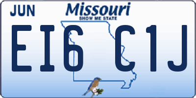 MO license plate EI6C1J