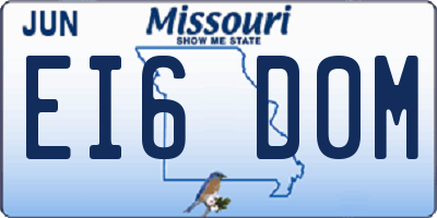 MO license plate EI6D0M