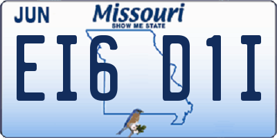 MO license plate EI6D1I