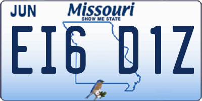 MO license plate EI6D1Z