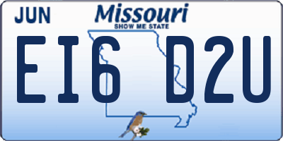 MO license plate EI6D2U