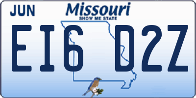 MO license plate EI6D2Z
