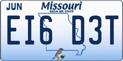 MO license plate EI6D3T