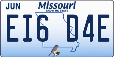MO license plate EI6D4E
