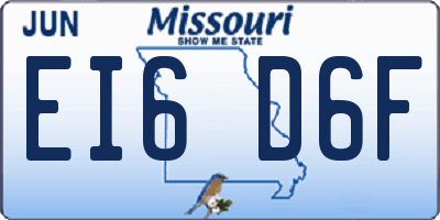 MO license plate EI6D6F