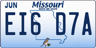 MO license plate EI6D7A