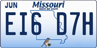 MO license plate EI6D7H