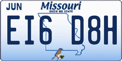 MO license plate EI6D8H