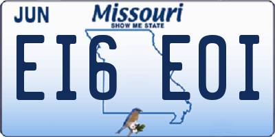 MO license plate EI6E0I