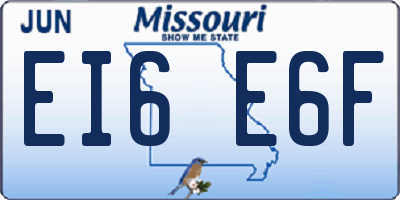 MO license plate EI6E6F