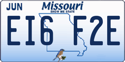 MO license plate EI6F2E