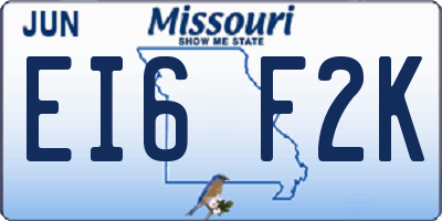 MO license plate EI6F2K