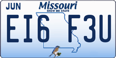 MO license plate EI6F3U