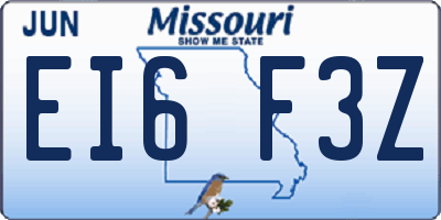 MO license plate EI6F3Z