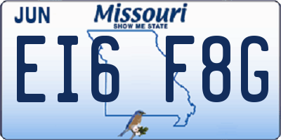 MO license plate EI6F8G