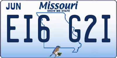 MO license plate EI6G2I