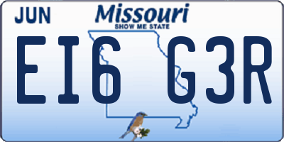 MO license plate EI6G3R