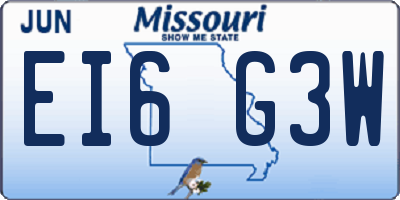 MO license plate EI6G3W