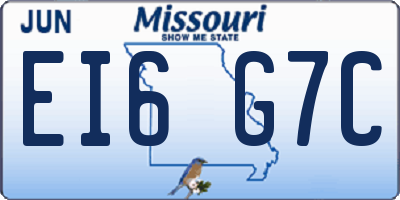 MO license plate EI6G7C