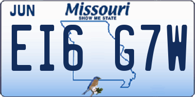 MO license plate EI6G7W