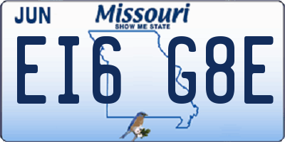 MO license plate EI6G8E