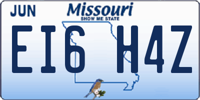 MO license plate EI6H4Z