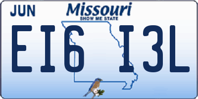 MO license plate EI6I3L