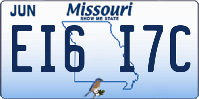 MO license plate EI6I7C
