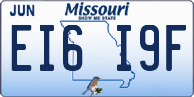 MO license plate EI6I9F