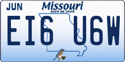 MO license plate EI6U6W