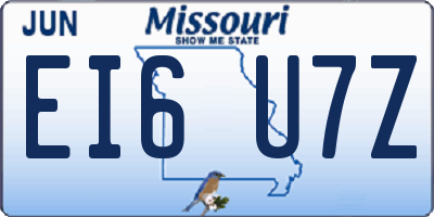 MO license plate EI6U7Z