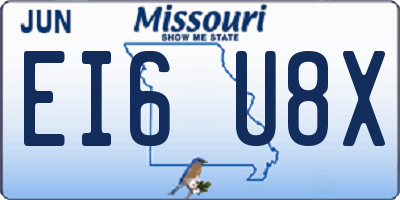 MO license plate EI6U8X