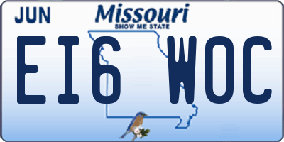 MO license plate EI6W0C