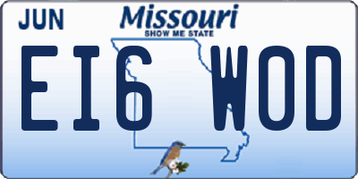 MO license plate EI6W0D