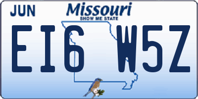 MO license plate EI6W5Z