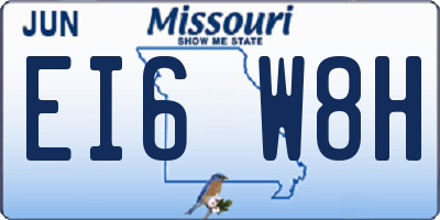 MO license plate EI6W8H