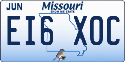 MO license plate EI6X0C