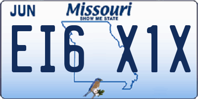 MO license plate EI6X1X