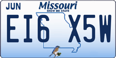 MO license plate EI6X5W