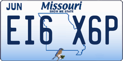 MO license plate EI6X6P