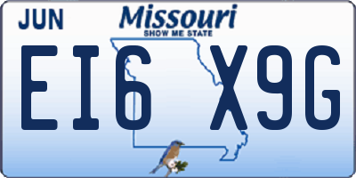 MO license plate EI6X9G