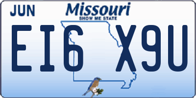 MO license plate EI6X9U