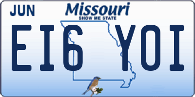 MO license plate EI6Y0I