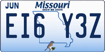 MO license plate EI6Y3Z