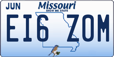 MO license plate EI6Z0M