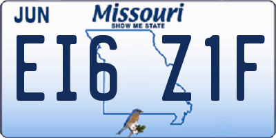 MO license plate EI6Z1F